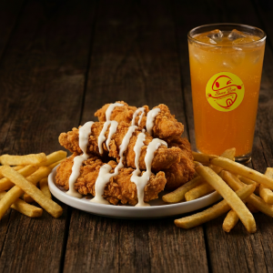 Chicken Tenders Meal featuring 5 crispy strips and fries - Sauce Boss.