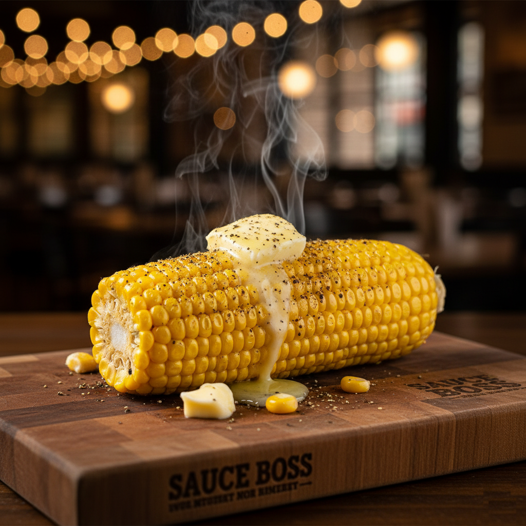 golden corn Golden Corn on the cob with melting butter - Sauce Boss.