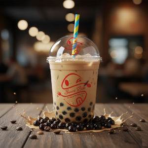 Tapioca Coffee with creamy milk and chewy boba pearls - Sauce Boss.