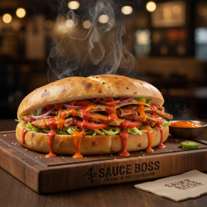 Kabab Döner with juicy beef and Turkish pita bread - Sauce Boss.